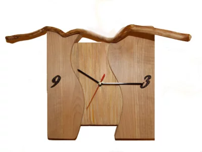 Wooden clock "Square with branch" 