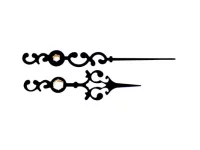Pulksteņa rādītāju komplekts 73 mm melns matēts antik Pulksteņa rādītāju komplekts 73 mm melns matēts antik