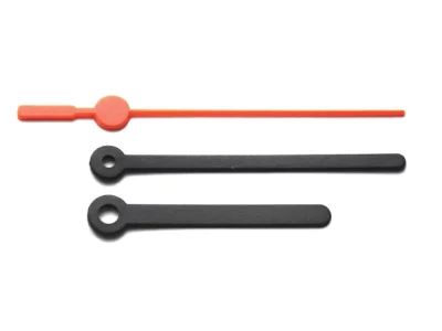 Pulksteņa rādītāju komplekts 80 mm melns/oranžs plastmasas MHS Pulksteņa rādītāju komplekts 80 mm melns/oranžs plastmasas MHS