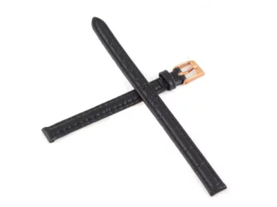 Watch strap black, leather Haas&Cie Swiss 1848 8mm