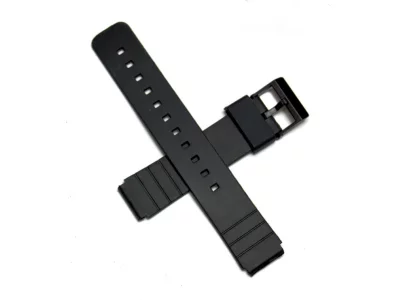 Watch strap black rubber 16mm