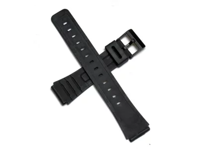 Watch strap black rubber 18mm