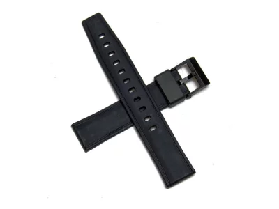 Watch strap black rubber 18mm