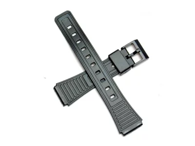 Watch strap black rubber 18mm