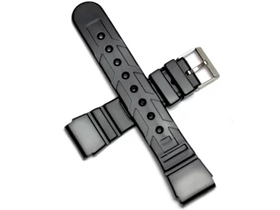 Watch strap black rubber 22mm