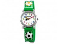 Bērnu pulkstenis EXCELLANC - futbols, zaļš